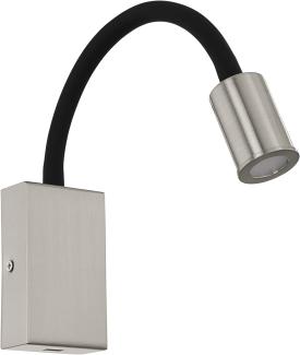Eglo 96567 Wandleuchte TAZZOLI L: 6,5cm in nickel-matt, schwarz mit Wippschalter inkl. USB-Anschluss