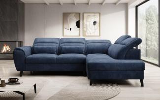 Designer Sofa Nobile mit verstellbarer Rückenlehne Samt Blau Rechts