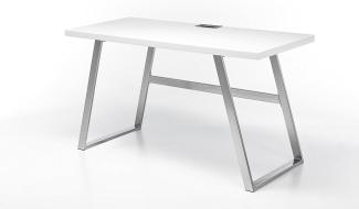 'Andria' Schreibtisch, matt weiß Lack, 140 x 75 x 60 cm