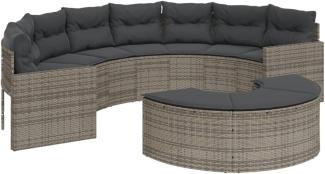 2-tlg. Garten-Sofagarnitur Halbrund Grau Poly Rattan 3262062