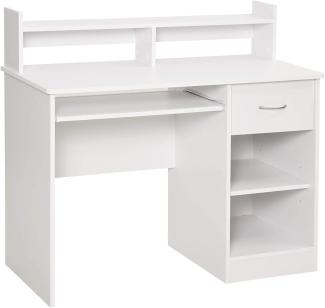 HOMCOM Computertisch Schreibtisch Bürotisch Gamingtisch PC-Tisch mit Schublade E1 Spanplatte Weiß 104 x 48 x 95,5 cm