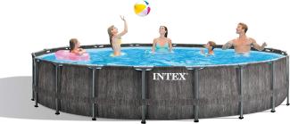 Intex Frame Swimming Pool Set "Prism Greywood" inkl. Kartuschenfilteranlage, Ø 549 x 122 cm