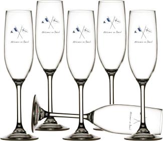 Sekt Champagner Glas Set 6 Stück, unzerbrechlich - Welcome On Board