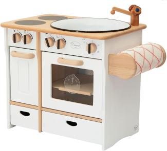Drewart Kinderküche mit Zubehör Spielküche Massivholz weiß 932-2044 DL
