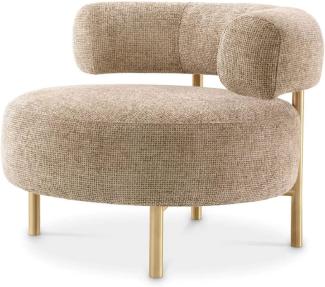Casa Padrino Luxus Sessel Sandfarben / Messing 85 x 80 x H. 65 cm - Wohnzimmer Sessel - Hotel Sessel - Wohnzimmer Möbel - Luxus Möbel - Wohnzimmer Einrichtung - Luxus Einrichtung - Möbel Luxus