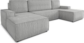 Sofnet Wohnlandschaft Totti U, mit Schlaffunktion und Bettkasten, U-Form Couch, Cord Stoff, Schlafsofa mit Wellenfeder