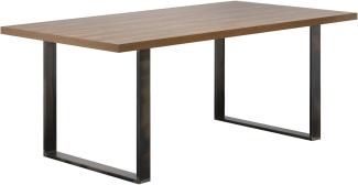 i-flair Esszimmertisch Macon 200x100 cm Kufentisch Holztisch Esstisch Kufengestell Tisch mit Tischplatte und Kufen - alle Größen und Farben (Nussbaum + Industrial)