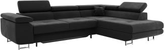 MEBLINI Schlafcouch mit Bettkasten - CARL - 272x202x63cm Rechts - Schwarz Samt - Ecksofa mit Schlaffunktion - Sofa mit Relaxfunktion und Kopfstützen - Couch L-Form - Eckcouch - Wohnlandschaft