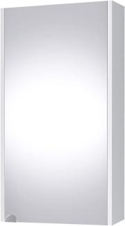 Planetmöbel Spiegelschrank in Weiß, Badmöbel für Badezimmer oder Gäste WC, 4 Fächer, Soft-Close-Funktion