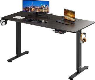 Casaria Höhenverstellbarer Schreibtisch mit Tischplatte 140 x 60cm Elektrisch LCD- Display 120kg Belastbarkeit Büro Gaming Computertisch Braun Schwarz