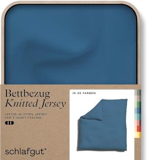 Schlafgut Knitted Jersey Bettwäsche | Bettbezug einzeln 200x200 cm | blue-mid