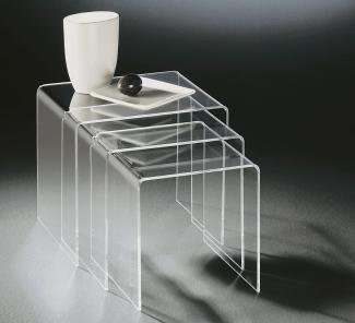 3er-Set Beistelltisch, Acryl-Glas Dreisatztisch, klar, 8mm
