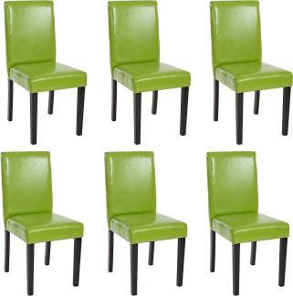 6er-Set Esszimmerstuhl Stuhl Küchenstuhl Littau ~ Kunstleder, grün, dunkle Beine