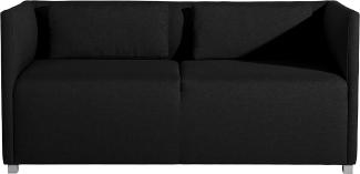 Equal Sofa 2-Sitzer Flachgewebe Schwarz Metallfuß pulverbeschichtet