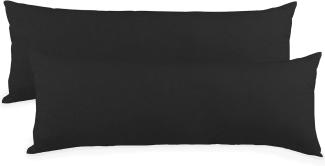 aqua-textil Classic Line Kissenbezug 2er-Set 40 x 145 cm schwarz Baumwolle Seitenschläferkissen Bezug Reißverschluss