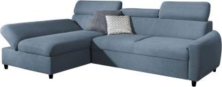 99rooms Litos Ecksofa Velours ESITO Blau Links ohne