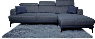Sofa HWC-G44, Ecksofa L-Form, Liegefläche Nosagfederung Taschenfederkern Teppich verstellbar 277cm ~ rechts, dunkelgrau