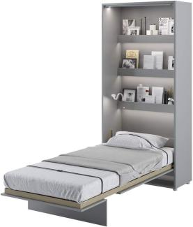 Schrankbett Bed Concept, Wandklappbett mit Lattenrost, V-Bett, Wandbett Bettschrank Schrank mit integriertem Klappbett Funktionsbett (BC-03, 90 x 200 cm, Grau/Grau, Vertical)