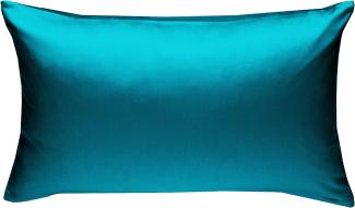 Bettwaesche-mit-Stil Mako-Satin / Baumwollsatin Bettwäsche uni / einfarbig petrol blau Kissenbezug 50x70 cm