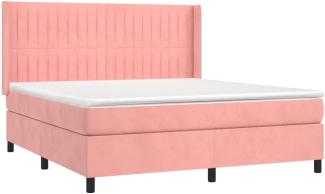 Boxspringbett mit Matratze Rosa 180x200 cm Samt (Farbe: Rosa)