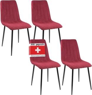Albatros Esszimmerstühle 4er Set Garda, Rot - Modern und Stilvoll, bequemer Polsterstuhl - Eleganter Küchenstuhl, Stuhl Esszimmer oder Esstisch Stuhl im Retro-Look