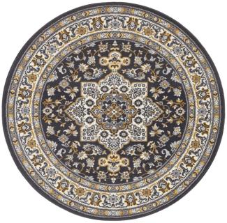 Orientalischer Kurzflor Teppich Parun Täbriz - dunkelgrau - 160 cm Durchmesser