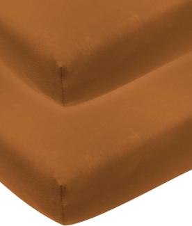 Meyco Baby Uni Spannbettlaken 2er Pack für die Babywiege (Bettlaken mit weicher Jersey-Qualität, aus 100% Baumwolle, perfekte Passform durch Rundum-Gummizug, atmungsaktiv, Maße: 40 x 80 / 90cm), Camel