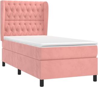 vidaXL Boxspringbett mit Matratze Rosa 90x200 cm Samt