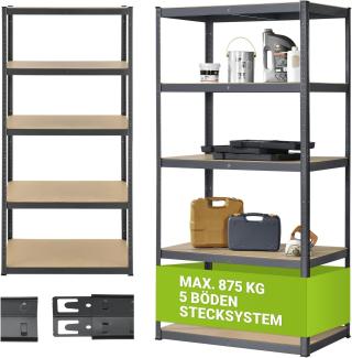 Juskys Lagerregal Basic 200x100x60 cm – Schwerlastregal mit 5 Böden – max. 875 kg - Metall grau - Regale Kellerregal Metallregal