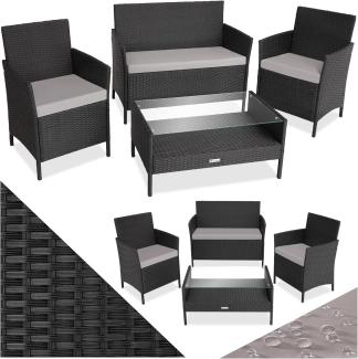 tectake Sitzgruppe Rattan Sitzgruppe, (Set, 4-tlg), Tisch- und Stuhl Set