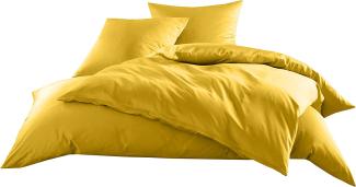Bettwaesche-mit-Stil Mako-Satin / Baumwollsatin Bettwäsche uni / einfarbig gelb Kissenbezug 80x80 cm