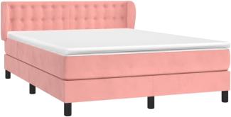 Boxspringbett mit Matratze Rosa 140x190 cm Samt