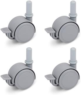 FabiMax Parkettrollensatz (4 Stück) mit Bremse für Kindermöbel, grau