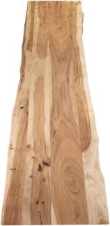 SAM Tischplatte 200x40 cm Curtis, Holzplatte aus Akazienholz massiv + naturfarben + lackiert, Baumkanten-Platte für Heimwerker, geeignet für Arbeitsplatten, Tische & Fensterbretter