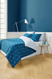 Bettbezug 260 x 220 cm Baumwolle blau