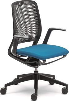 Sedus se:motion, Bürostuhl, schwarz, mit Armlehnen, Sitzpolster in blau, Kunststoff, 950-1065 mm