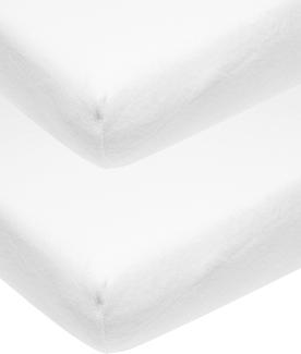 Meyco Baby Uni Molton Stretch Spannbettlaken 2er Pack für das Kinderbett (wasserdichter Matratzenschoner, extra elastisch und atmungsaktiv, Bettauflage aus 80% Baumwolle, Maße: 70 x 140 cm), Weiß