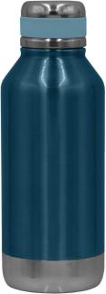 Steuber Edelstahl Thermoflasche 500 ml blau mit Silikon-Manschette, doppelwandig für lange heiße & kalte Getränke