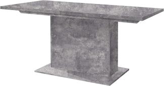 FORTE Dining Tables Esstisch ausziehbar, Holzwerkstoff, Betonoptik Lichtgrau, 90 x 160 x 76,6 cm