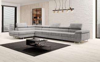 Designer Sofa Maxi mit Schlaf und Klappfunktion Hellgrau Links