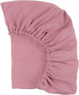 KraftKids Spannbettlaken Musselin Musselin rosa aus 100% Baumwolle in Größe 140 x 70 cm, handgearbeitete Matratzenbezug gefertigt in der EU