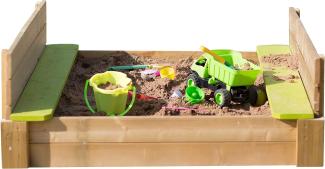 Wendi Toys Holz Sandkasten Maus | mit Deckel | Natur | 120x120x25 cm