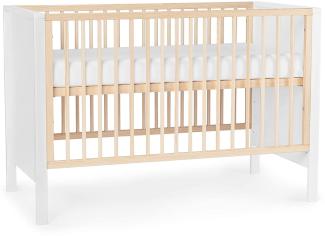 Kinderkraft Baby wooden cot MIA guardrail + mattress white