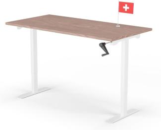 manuell höhenverstellbarer Schreibtisch EASY 160 x 80 cm - Gestell Weiss, Platte Walnuss