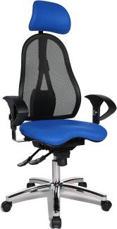 Topstar Sitness 45, Fitness-Drehstuhl, Bürostuhl, Schreibtischstuhl, inklusive höhenverstellbare Armlehnen und Kopfstütze, blau