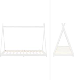 Kinderbett Tipi mit Lattenrost 90x200 cm Weiß aus Kiefernholz ML-Design