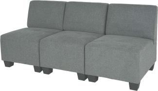 Modular 3-Sitzer Sofa Couch Lyon, Stoff/Textil ~ grau, ohne Armlehnen