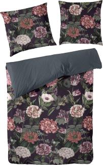 Primera Mako-Satin Bettwäsche 155x220 Blumen Wende schwarz 243215-84