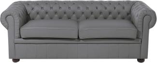 Sofa Leder grau CHESTERFIELD