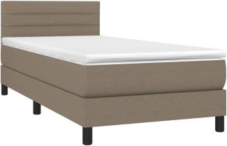 vidaXL Boxspringbett mit Matratze & LED Taupe 100x200 cm Stoff